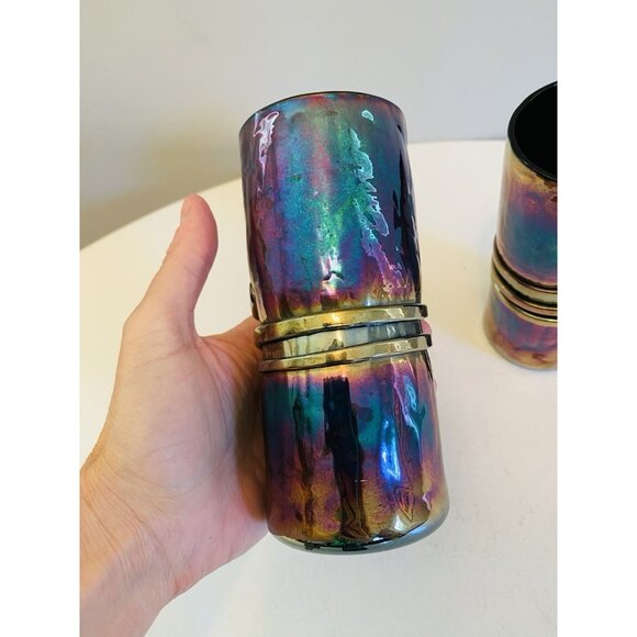 Vintage Esteban Prieto Iridescent Studio Art Glass Set of 5 Twist Snake Glass - Picture 9 of 10